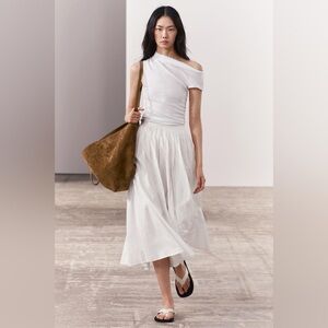 NWT Zara Pleaded White Maxi Skirt Size Large